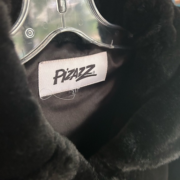 Pizazz Vintage Luxurious Black Faux Fur Pea Coat M - Picture 8 of 16